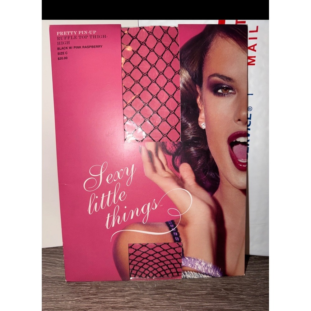 Victoria's Secret Sexy Little Things Pretty PinUp Fishnet Thigh High Stockings C